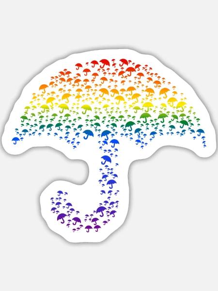 Regenschirm Silhouette Regenbogen - Sticker Größe L (20 x 20 cm) - Mattweiß