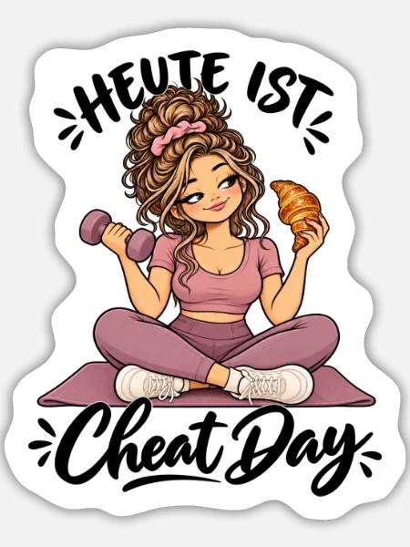 Fitness-Mädchen - Selbstironie - Sticker Größe L (20 x 20 cm) - Mattweiß