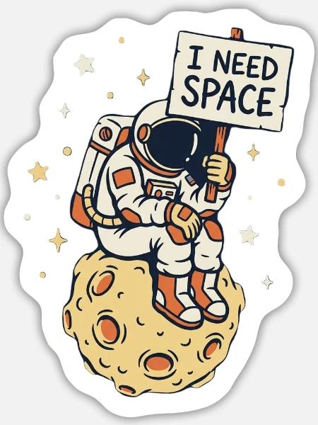 I need Space - Sticker Größe L (20 x 20 cm) - Mattweiß
