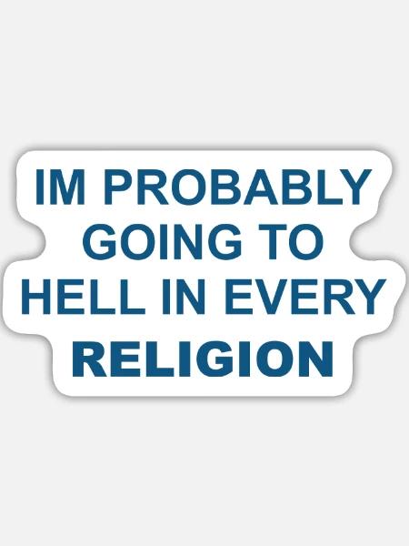 033 Religiöses Paradox Meme Tee - Sticker Größe L (20 x 20 cm) - Mattweiß