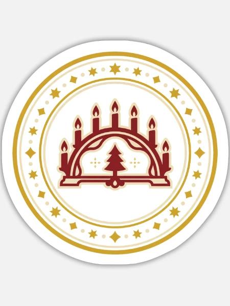Schwibbogen Abzeichen Erzgebirge Advent - Sticker Größe L (20 x 20 cm) - Mattweiß