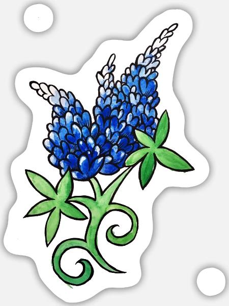 Blaue Lupinen-Aquarellblüte - Sticker Größe L (20 x 20 cm) - Mattweiß