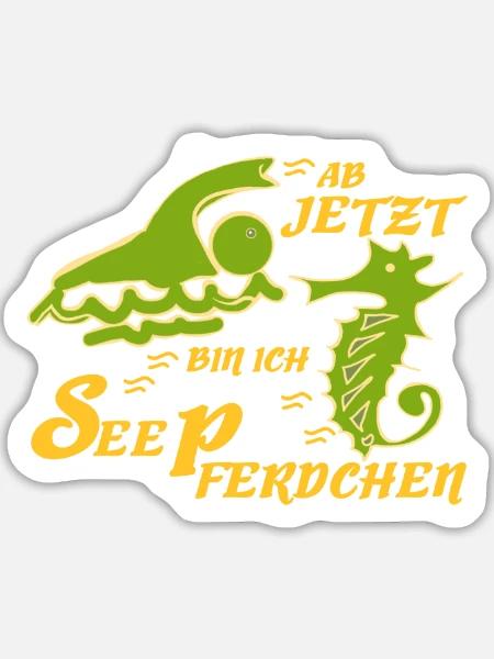 Schwimmabzeichen schwimmen Seepferdchen - Sticker Größe L (20 x 20 cm) - Mattweiß