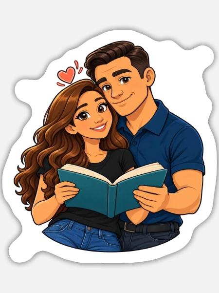 Paarliebe lesen - Sticker Größe L (20 x 20 cm) - Mattweiß