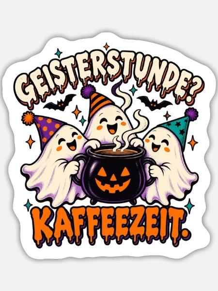 Geisterstunde Kaffeezauber - Sticker Größe L (20 x 20 cm) - Mattweiß