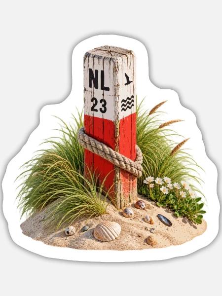 Strandstange 23 - Sticker Größe L (20 x 20 cm) - Mattweiß