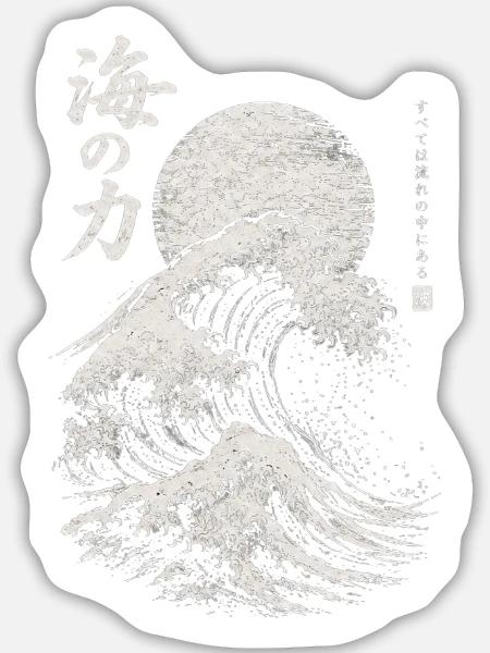 Japanese Great Wave – Japanese Art - Sticker Größe L (20 x 20 cm) - Mattweiß