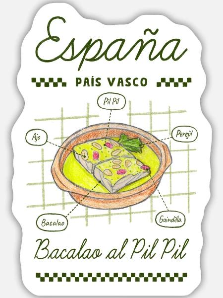 Pil Pil Kabeljau - Sticker Größe L (20 x 20 cm) - Mattweiß
