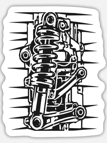 Coilover Lineart Federungskunst - Sticker Größe L (20 x 20 cm) - Mattweiß