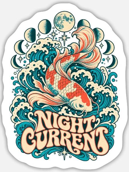 Nachtstrom Koi Woge - Sticker Größe L (20 x 20 cm) - Mattweiß