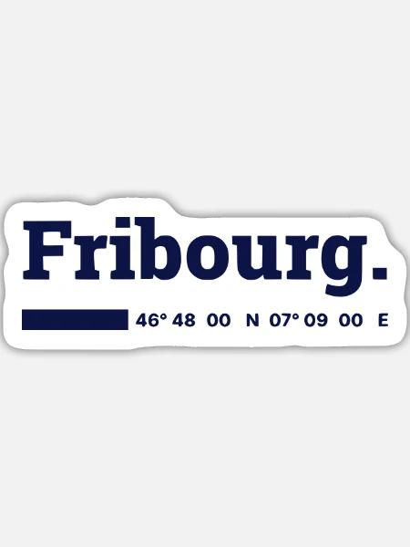 Fribourg Koordinaten - Sticker Größe L (20 x 20 cm) - Mattweiß