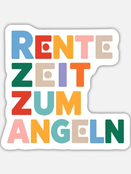 Rente Zeit zum Angeln Spruch - Sticker Größe L (20 x 20 cm) - Mattweiß