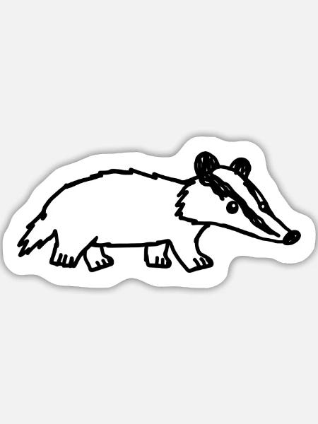 Dachs im Kinder-Kritzelstil - Sticker Größe L (20 x 20 cm) - Mattweiß