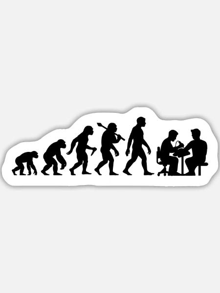 Tatoo Tätowierer Evolution Tatookunst Körperkunst - Sticker Größe L (20 x 20 cm) - Mattweiß