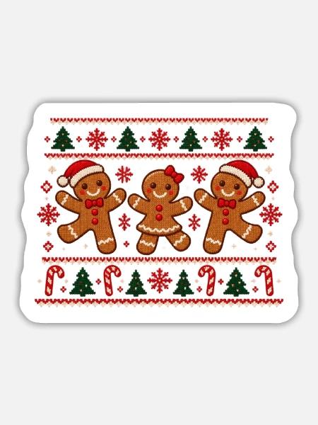 Lebkuchenfreunde Muster Trio - Sticker Größe L (20 x 20 cm) - Mattweiß