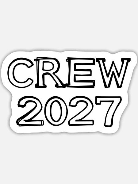 Crew 2027 Schriftzug handgezeichnet - Sticker Größe L (20 x 20 cm) - Mattweiß