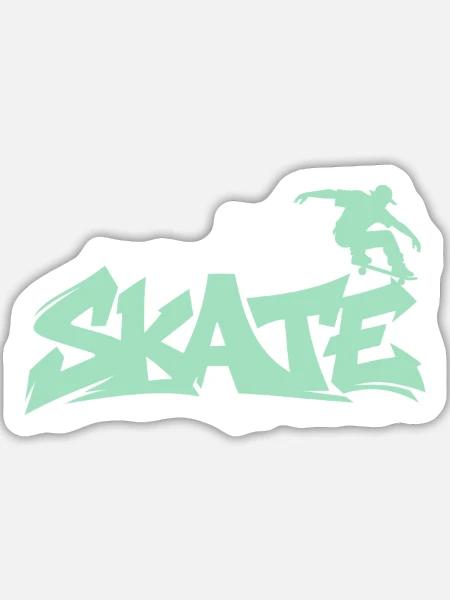 Skate Skater - Sticker Größe L (20 x 20 cm) - Mattweiß