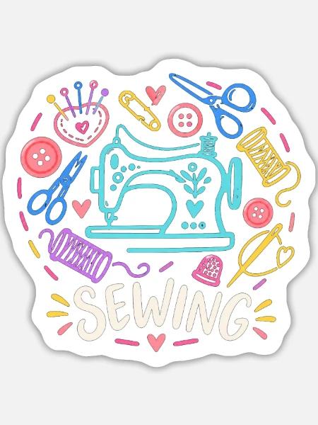 Love Sewing Machine Craft - Sticker Größe L (20 x 20 cm) - Mattweiß