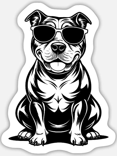 Hund mit Sonnenbrille - Sticker Größe L (20 x 20 cm) - Mattweiß