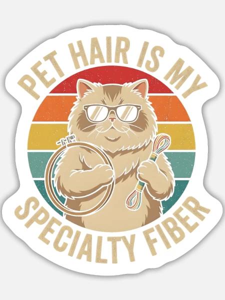 Haustierhaar-Spezialfaser-Lustige Katze - Sticker Größe L (20 x 20 cm) - Mattweiß