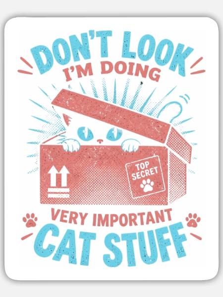 Katzengeheimnis im Karton - Sticker Größe L (20 x 20 cm) - Mattweiß