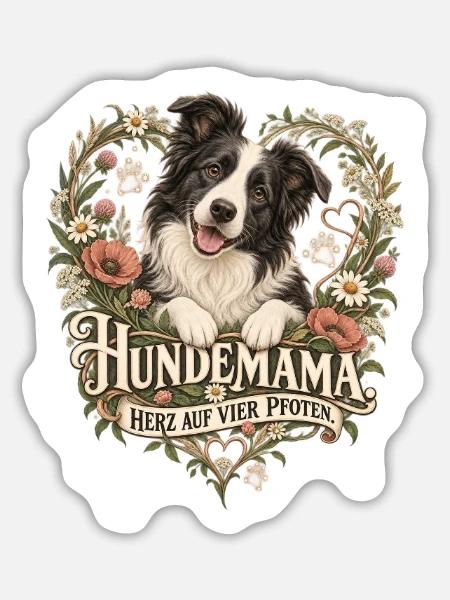 Hundemama: Herz auf vier Pfoten - Sticker Größe L (20 x 20 cm) - Mattweiß