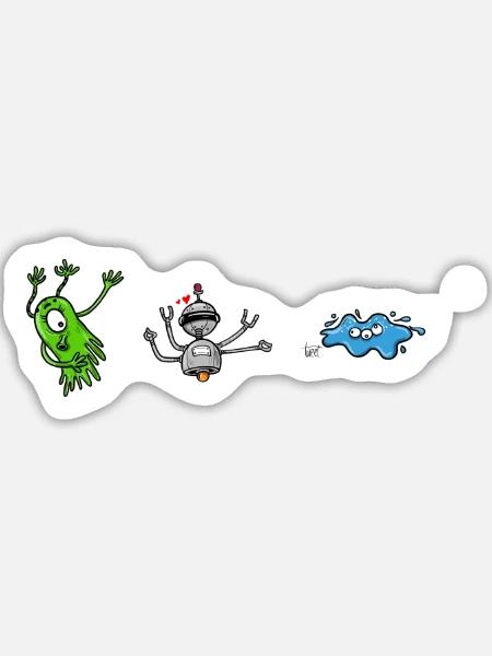 Aliens-Monsters - Sticker Größe L (20 x 20 cm) - Mattweiß