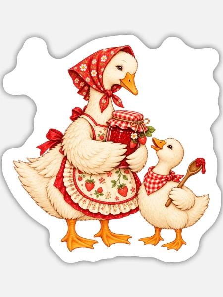 Baka Gans mit Enkel – Omas Marmelade - Sticker Größe L (20 x 20 cm) - Mattweiß