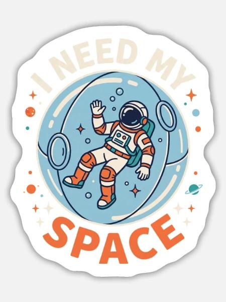 I Need My Space – Astronaut Blase - Sticker Größe L (20 x 20 cm) - Mattweiß