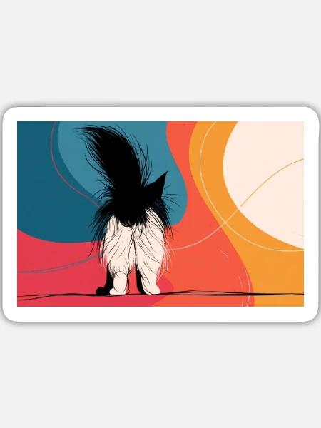 Katze von hinten - Sticker Größe L (20 x 20 cm) - Mattweiß