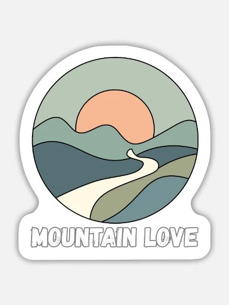Sonnenpfad über Berglandschaft - Sticker Größe L (20 x 20 cm) - Mattweiß