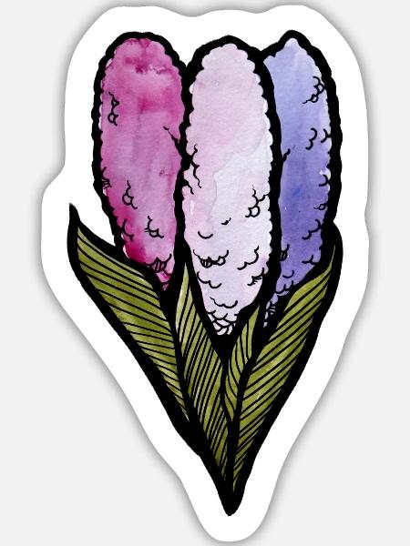 Pastell-Baumwollblumen-Trio - Sticker Größe L (20 x 20 cm) - Mattweiß