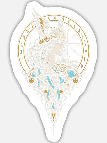 Der Wolf im Vegvisir – Runenkreis - Sticker Größe L (20 x 20 cm) - Mattweiß