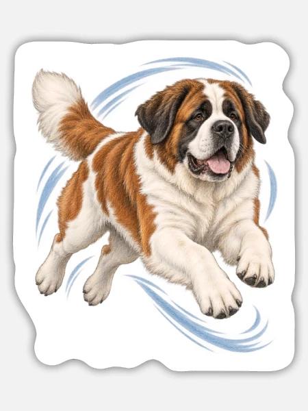 St. Bernhard - Sticker Größe L (20 x 20 cm) - Mattweiß