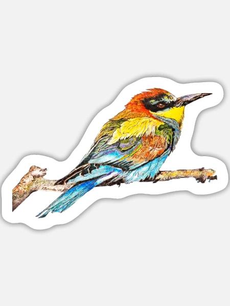Bienenfresser I. - Vogel - Sticker Größe L (20 x 20 cm) - Mattweiß