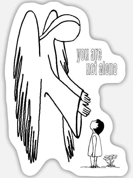 You Are Not Alone – Schutzengel Statement - Sticker Größe L (20 x 20 cm) - Mattweiß