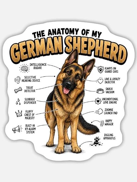 Deutscher Schäferhund Hundehalter T Schäferhund  - Sticker Größe L (20 x 20 cm) - Mattweiß