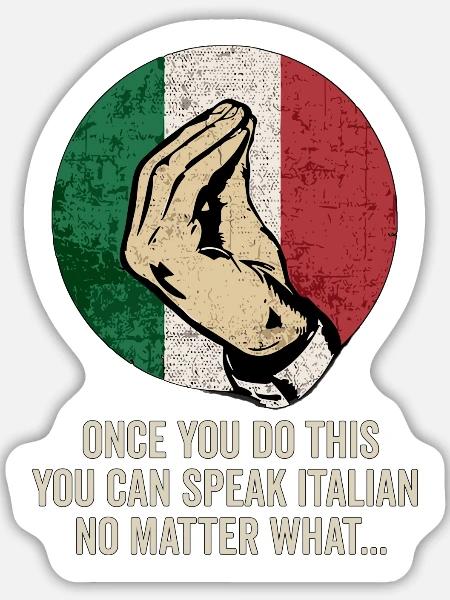 Italienisches Gebets-Meme-Tee - Sticker Größe L (20 x 20 cm) - Mattweiß