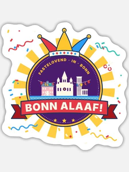 Bonn Alaaf Karneval Emblem Weiberfastnacht - Sticker Größe L (20 x 20 cm) - Mattweiß
