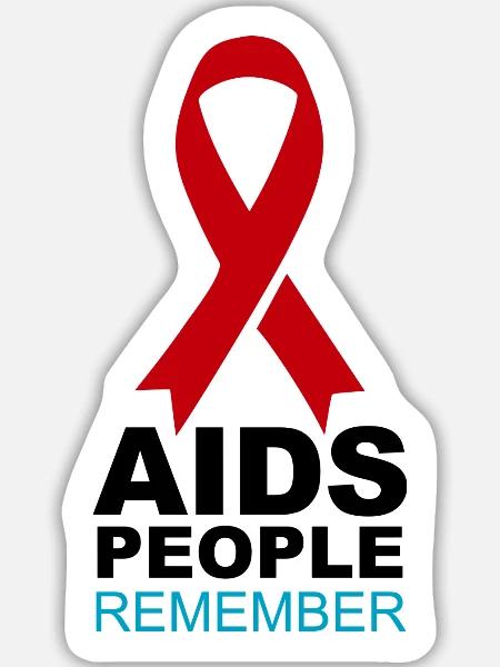 Rotes AIDS-Gedächtnisband - Sticker Größe L (20 x 20 cm) - Mattweiß