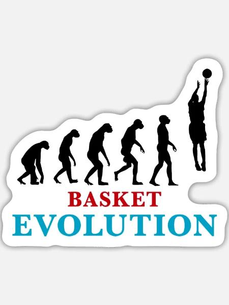 Entwicklung des Basketballs - Sticker Größe L (20 x 20 cm) - Mattweiß