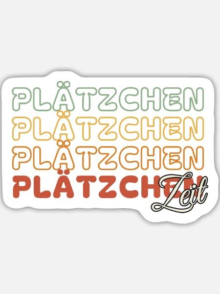 Plätzchen Zeit - Retro - Sticker Größe L (20 x 20 cm) - Mattweiß