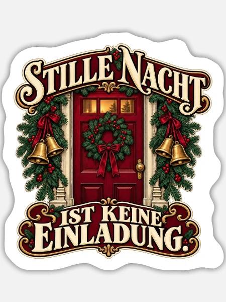 StilleNacht Türwarnung - Sticker Größe L (20 x 20 cm) - Mattweiß