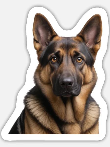 Kopfportrait Deutscher Schäferhund - Sticker Größe L (20 x 20 cm) - Mattweiß