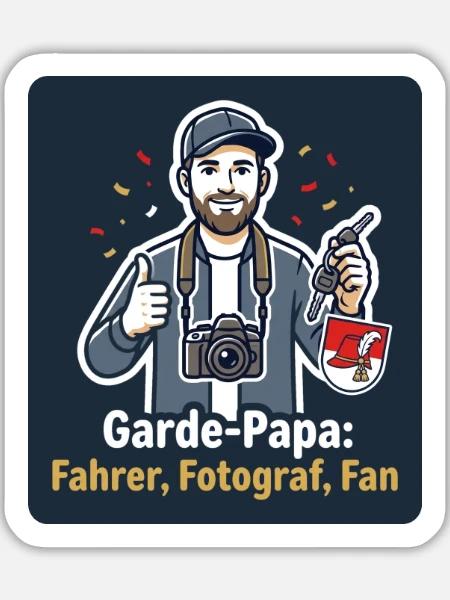 Garde-Papa – Fahrer, Fotograf, Fan - Sticker Größe L (20 x 20 cm) - Mattweiß