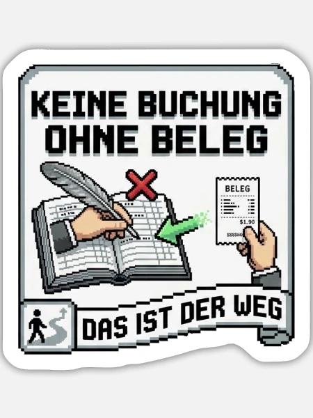 Keine_Buchung_ohne_Beleg_-_Pixel_Art - Sticker Größe L (20 x 20 cm) - Mattweiß