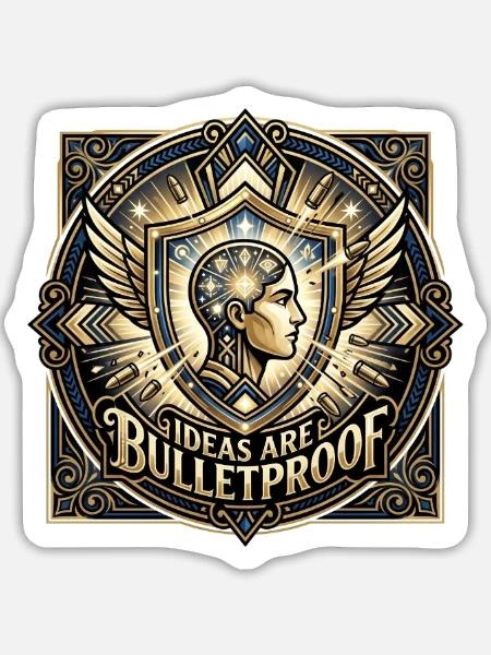 Ideas_are_Bulletproof_-_Art_Deco - Sticker Größe L (20 x 20 cm) - Mattweiß