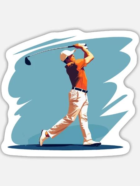 Golfspieler Grafik - Sticker Größe L (20 x 20 cm) - Mattweiß