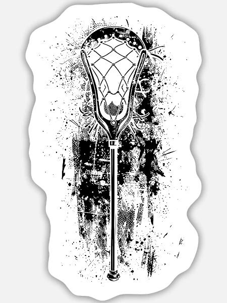 Lacrosseschläger - Sticker Größe L (20 x 20 cm) - Mattweiß