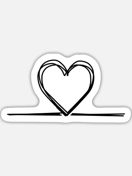 Herzlinie handgezeichnet - Sticker Größe L (20 x 20 cm) - Mattweiß